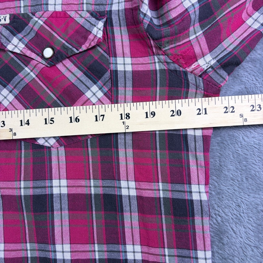 Salt Valley Western Shirt Men's L Pink Plaid Pearl Snap Long Sleeve Cowboy Rodeo - Picture 9 of 10